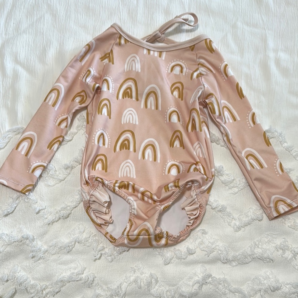Pink and Gold Rainbow Long Sleeve Bodysuit
